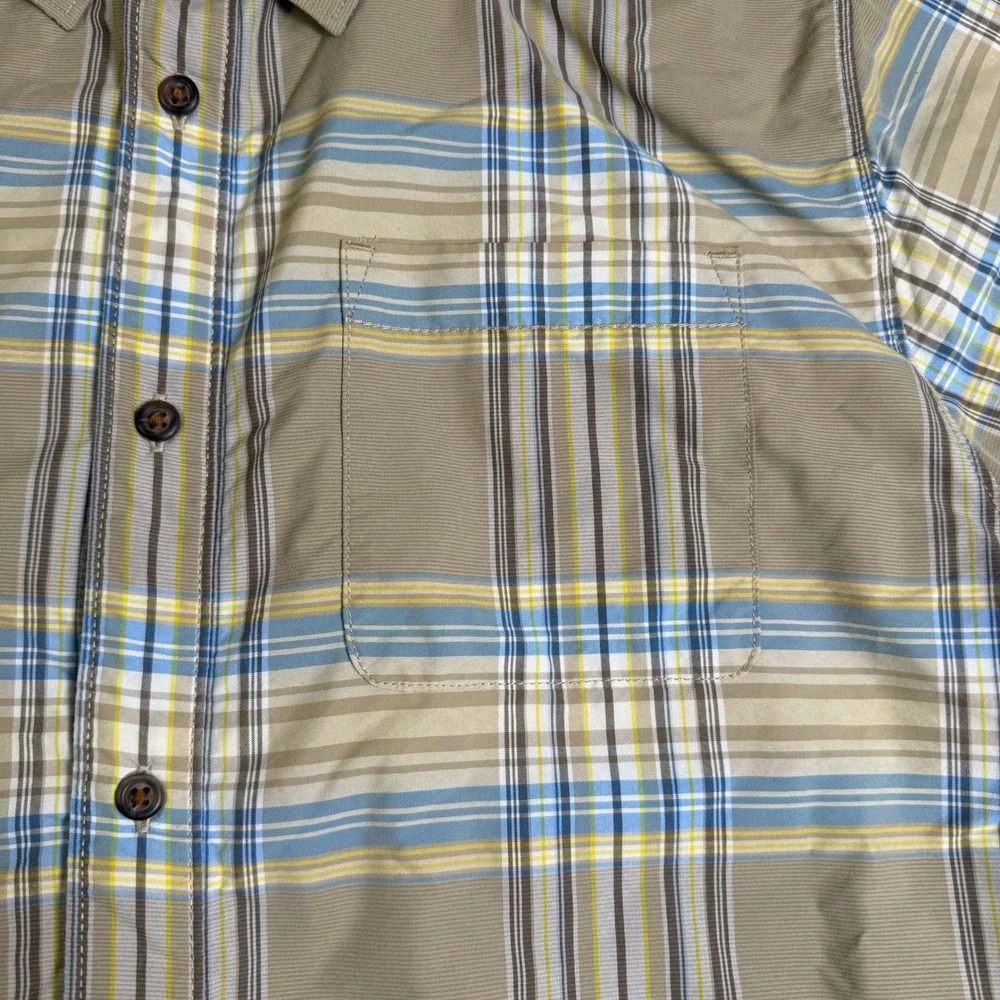The North Face Button Up Shirt Mens L Pacific Coast Plaid Short Sleeve Hiking